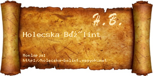 Holecska Bálint névjegykártya